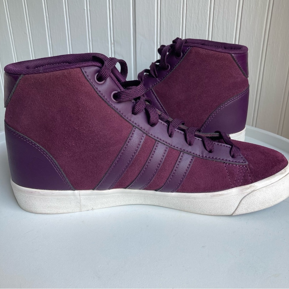 Adidas Neo Cloudfoam Deep Purple High Top Sneaker Womens 8 Shoe - Picture 3 of 15